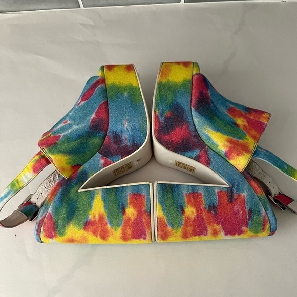 JEFFREY CAMPBELL Mattix Tie-Dye Platform Sandal Size 6 70’s Retro Boho Hippie - Picture 5 of 12